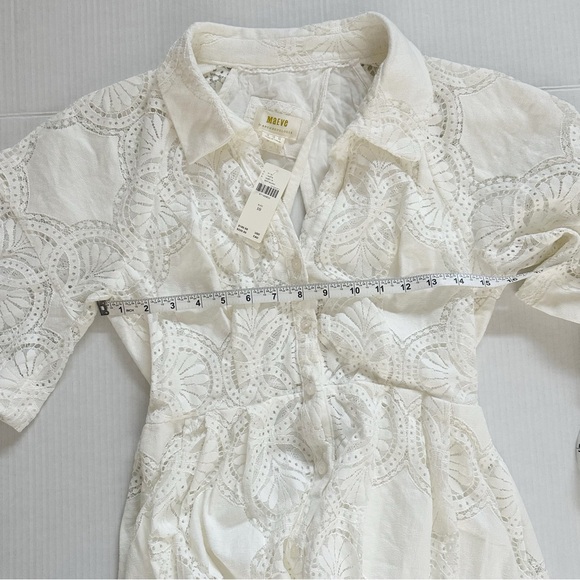 Anthropologie Maeve Eyelet Midi Dress White Size 10 NWT - Picture 9 of 15